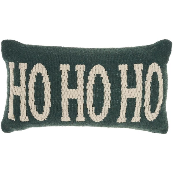 Mina Victory Holiday Green 22 in. x 12 in. Rectangle Throw Pillow