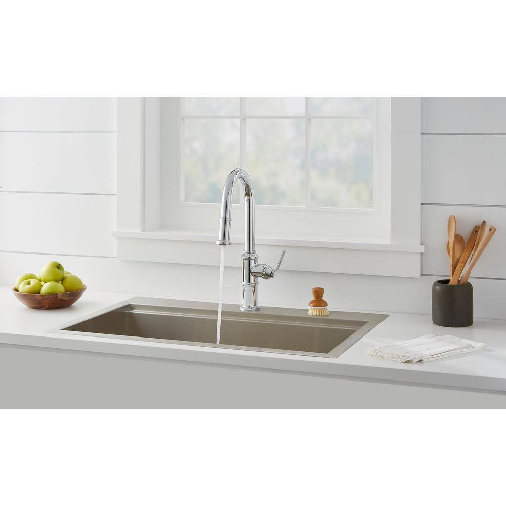 Kinzie Chrome Single Handle Pull-Down Kitchen Faucet with Spray