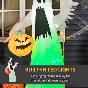 5.9 ft. Halloween Inflatable Ghost with Pumpkin, LED Lighted for Home Indoor Outdoor Garden Lawn Decoration