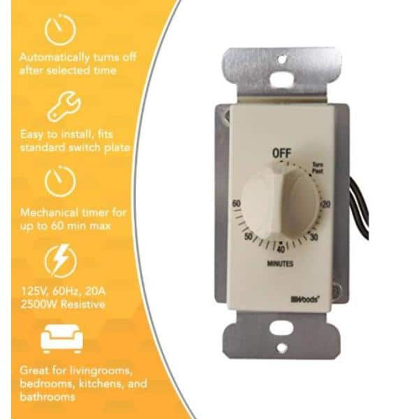 Outlet Timer Mechanical Countdown 15 Minute to 24 Hours 125V US Standard  Auto Shut Off Power