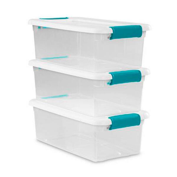 Giantex 12 Pack Storage Box Storage Tote Boxes W/Clear Lid 13 Quart / 12  Liter Each Liter Latch Stack Tubs Bins w/Clear Lid Latches Handles
