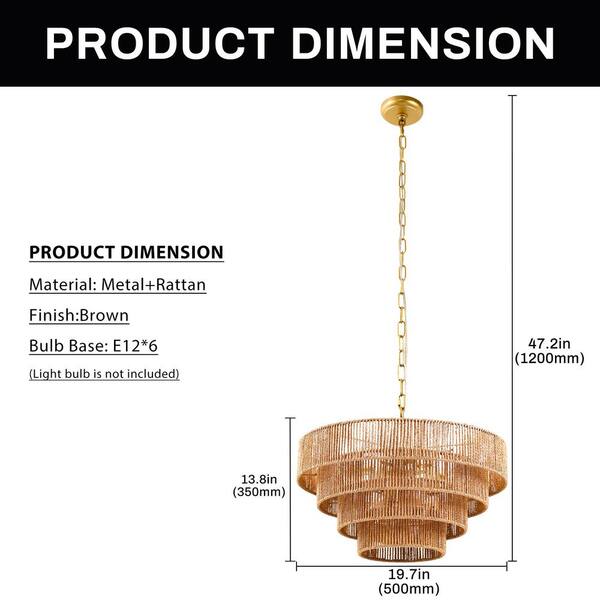 ハートゴールド Emeritpro 19.7 in. Farmhouse 6-Light Boho Large Copper