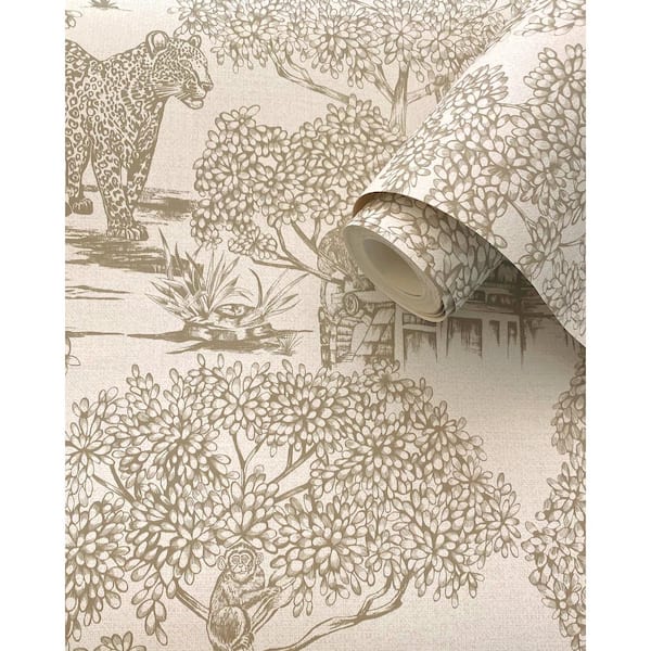 Neutral Enchanting Wildlife Landscape Print Non Woven Non-Pasted Textured Wallpaper 57 sq. ft.