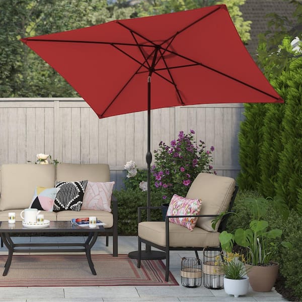 10 ft. Patio Aluminum Pole Rectangular Market Umbrella in Red