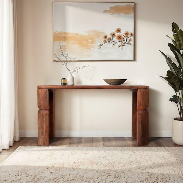 Brown 60 in. Rectangle Reclaimed Wood Console Table