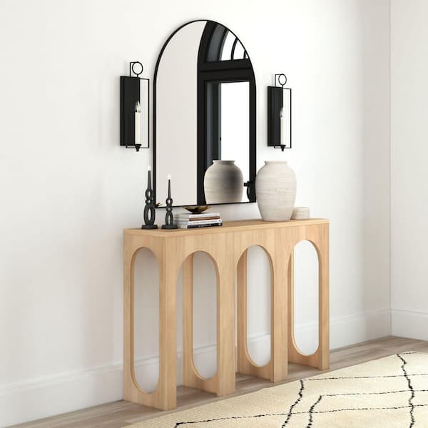 Aria 47 in. Blonde Rectangle Wood Console Table with Arch Legs