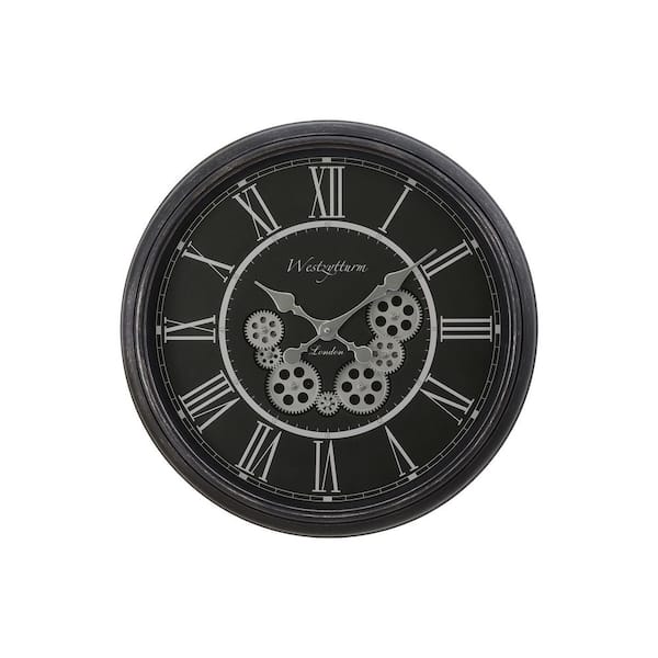 ilemong 22.75 in. x 22.75 in. Classic Black Roman Large Numeral Wall Clock