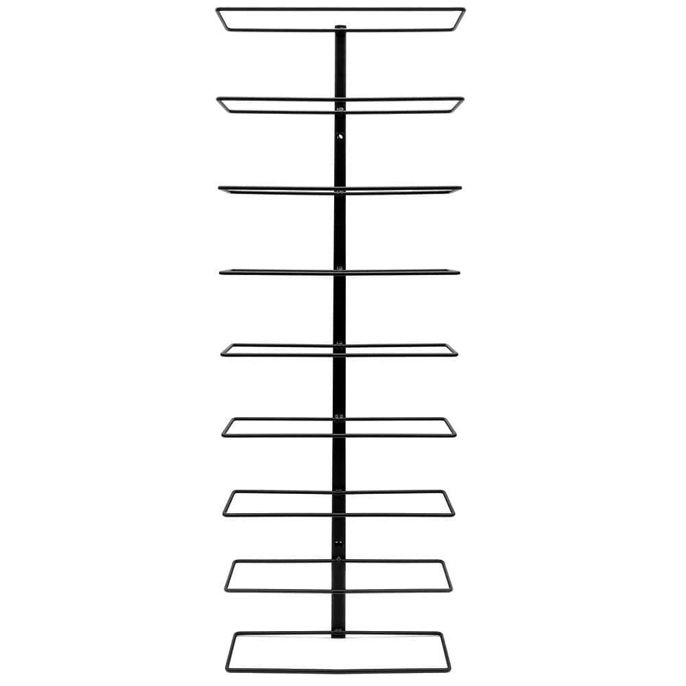 Elegant 9-Bottle Black Metal Wall Mounted Wine Rack