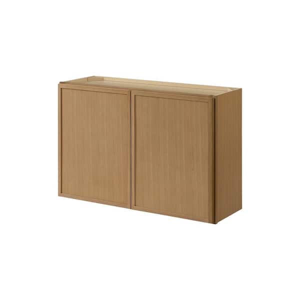 Hampton Bay Leyton 36 in. W x 12 in. D x 24 in. H Ready to Assemble Plywood Slim Shaker Wall Bridge Kitchen Cabinet in White Oak