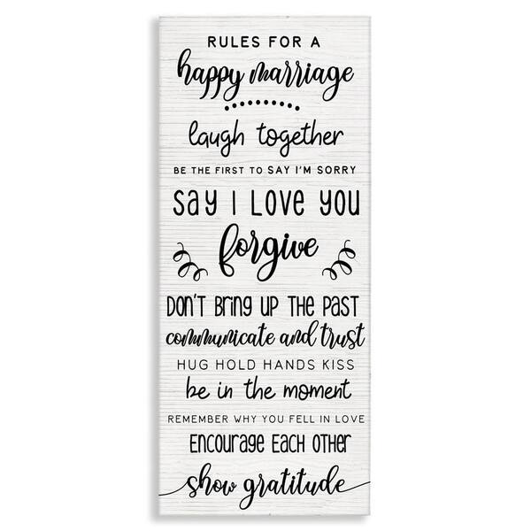 Rules For Happy Marriage List by Daphne Polselli Unframed Graphic Art Print Typography 24 in. x 10 in.