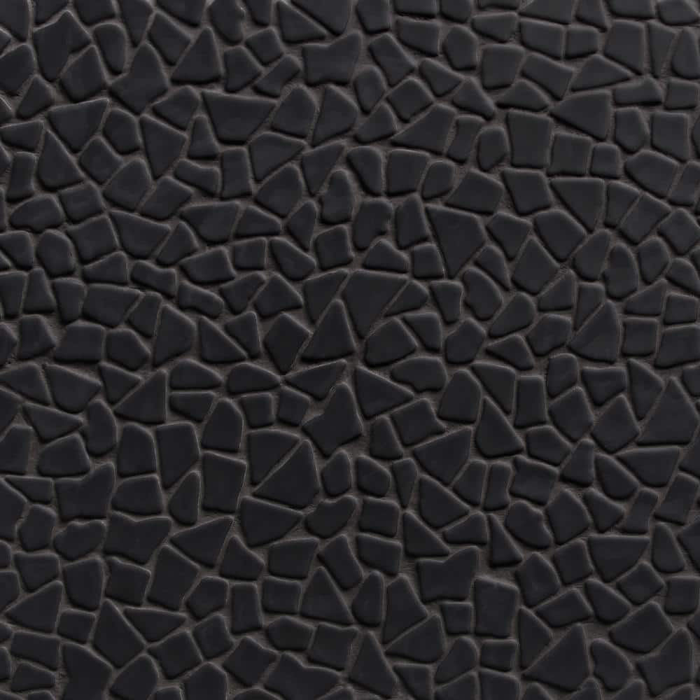 12" x 12" Black Matte Glass Pebble Mosaic Tile