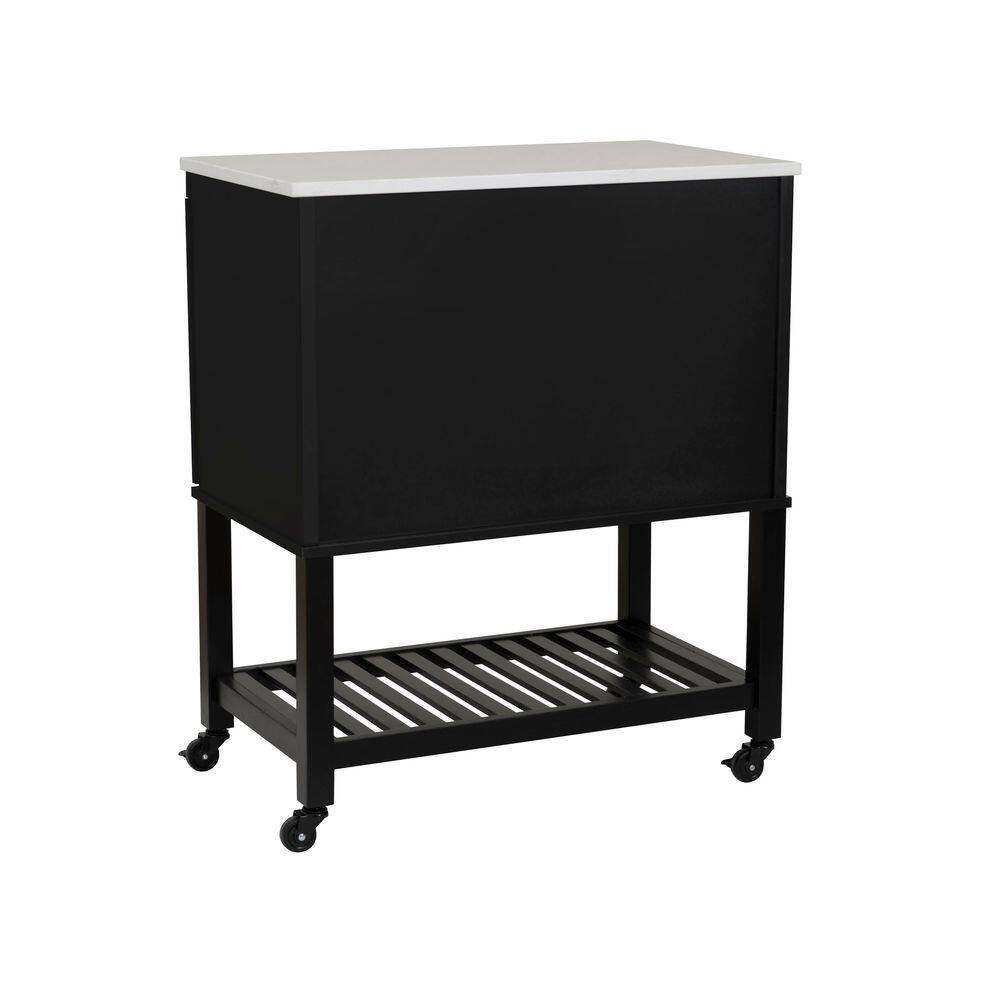 Pierce Black Kitchen Cart with Storage, Casters - thumbnail 6