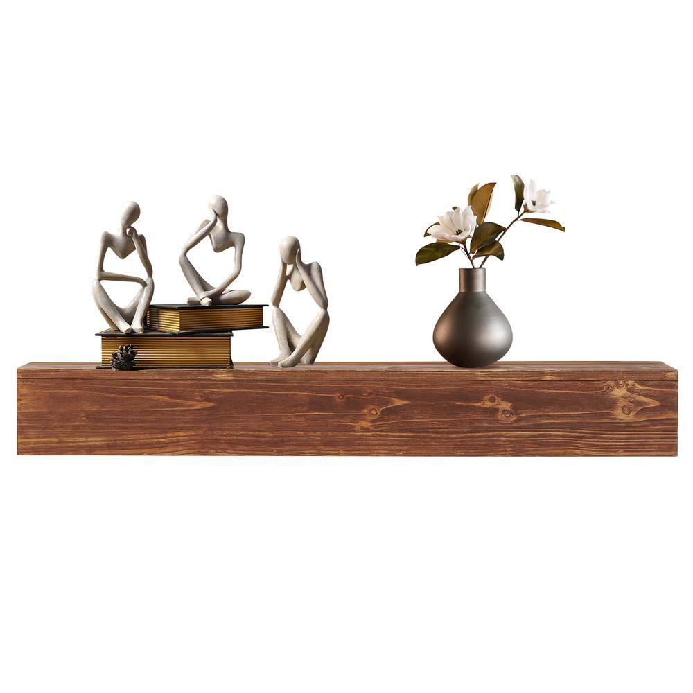 72 in. W x 9 in. D Solid Rustic Cedar Wood Fireplace Mantel, Wall-Mounted F