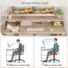 Bestier 55.12 in. Light Oak Computer Desk with Monitor Stand D074G-OAK