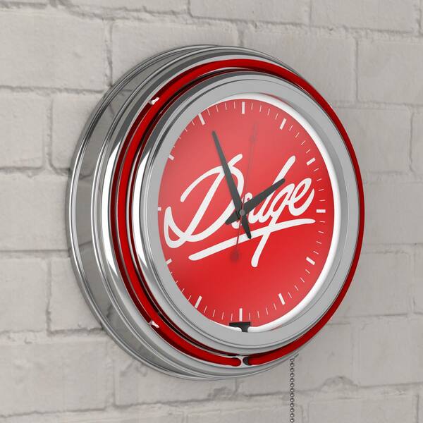 Dodge Red Signature Lighted Analog Neon Clock DGE8SIG-HD - The Home Depot