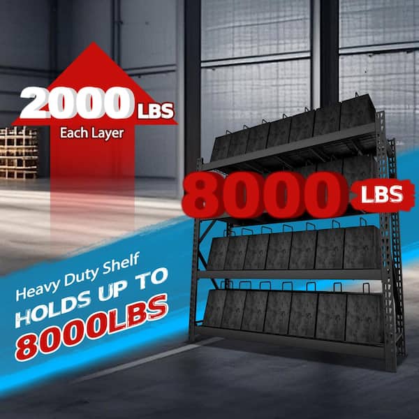 87 in. Tall 4-Tier Metal Heavy-Duty Adjustable Garage Shelving Unit Standard Bookcase in Black