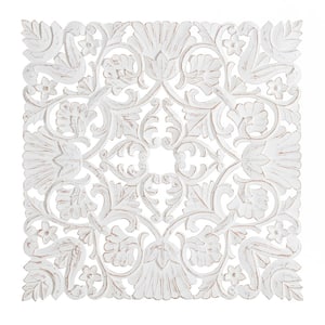 Habitat 30 in. x 30 in. Beakman White 30 in. Square Medallion MDF Wall ...