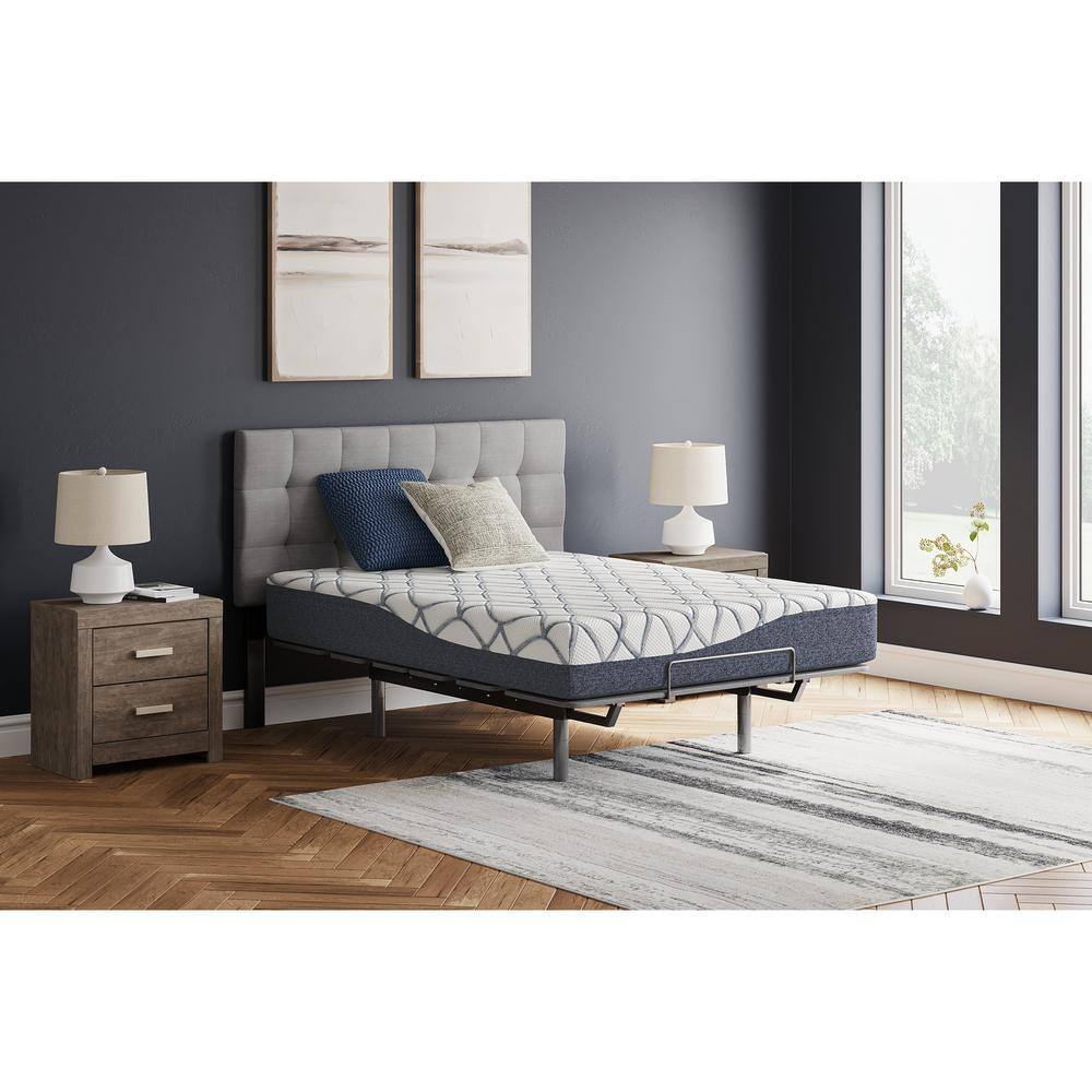 Twin Blue and White Adjustable Memory Foam Mattress