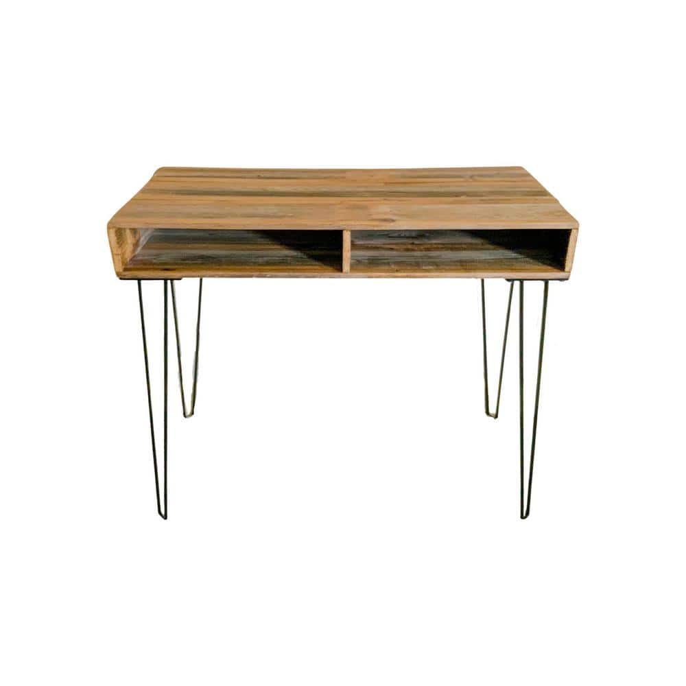 Del Hutson Designs Hairpin 38 in. W Rectangle Natural Reclaimed Wood Writing Desk FNDeskHPHD