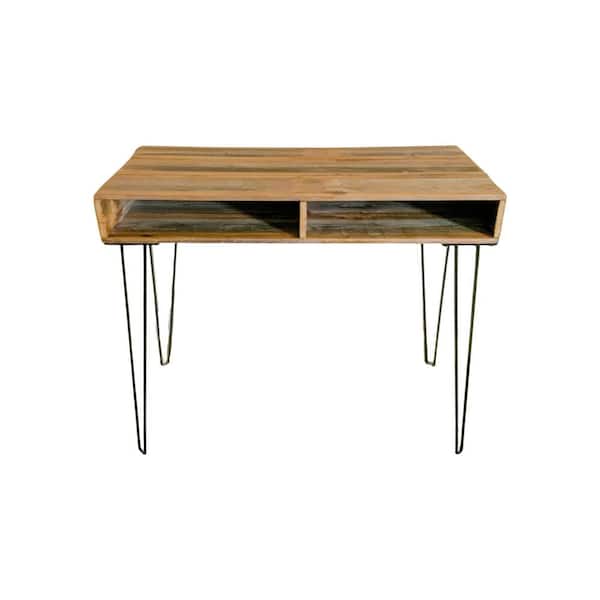 Del Hutson Designs Hairpin 38 in. W Rectangle Natural Reclaimed Wood Writing Desk