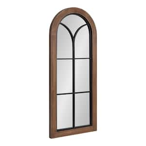 Joffrey 13.00 in. H x 30.00 in. W Rustic Brown Arch Farmhouse Framed Decorative Wall Mirror