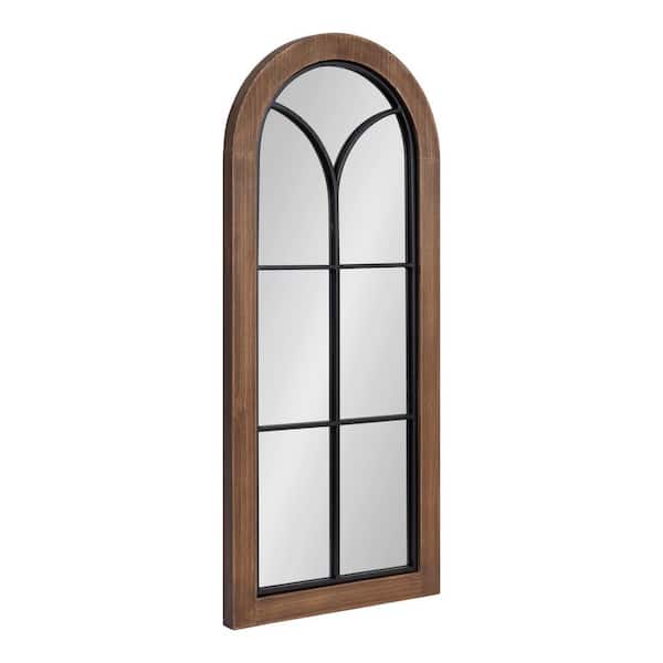 Kate and Laurel Joffrey 13.00 in. H x 30.00 in. W Rustic Brown Arch Farmhouse Framed Decorative Wall Mirror