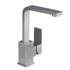 Modern Single-Hole Bar Faucet 1-Handle with Water Supply Line in Brushed Nickel