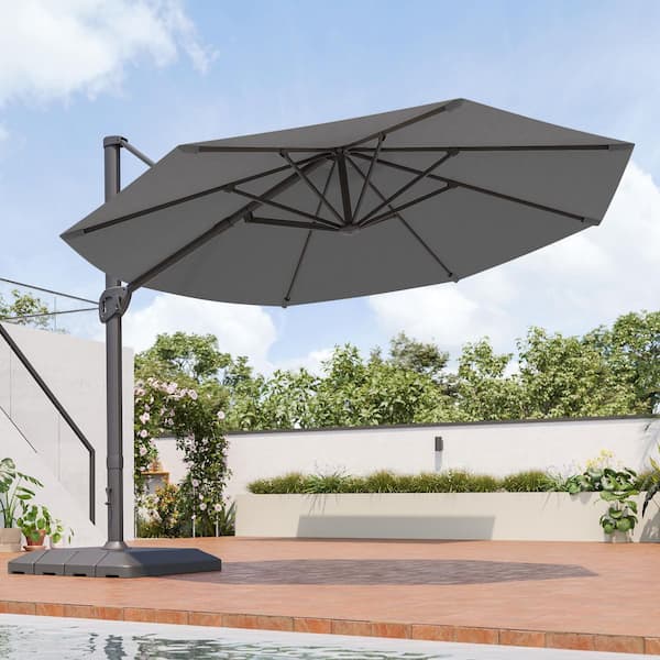 SANLUCE 11 ft. Cantilever Patio Umbrella with Solution-Dyed Fabric, Aluminum Frame and 360 Rotation in Anthracite CZ-UM-TJ16SG SANLUCE 11 ft. Cantilever Patio Umbrella with Solution-Dyed Fabric, Aluminum Frame and 360 Rotation in Anthracite CZ-UM-TJ16SG
