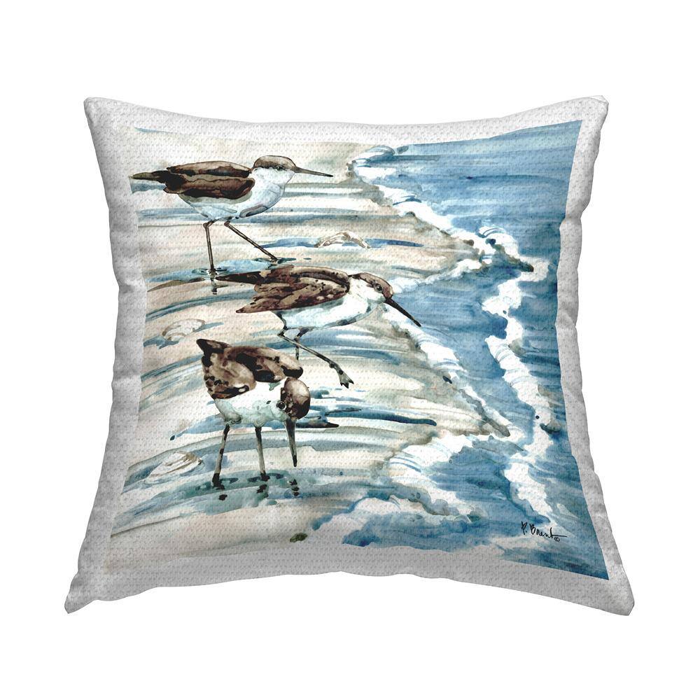 3-Sandpipers Ocean Shoreline Coast Blue Square Outdoor Throw Pillow price history on PriceWatchPro