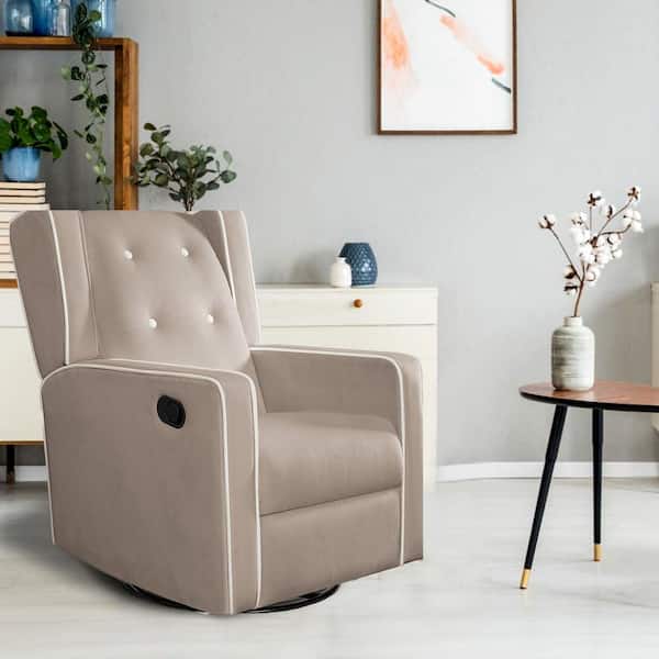 Mocha, Microfiber Swivel Glider Recliner Rocker, Nursery Glider Recliner Nursery Chair, Gliding Swivel Recliner Chairs