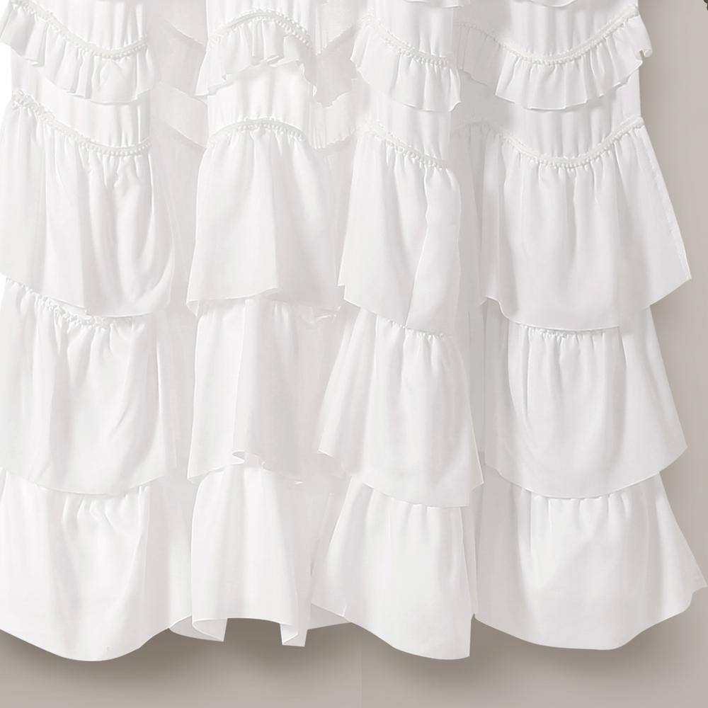 White Ruffled Polyester Rod Pocket Curtain Panel for Kids