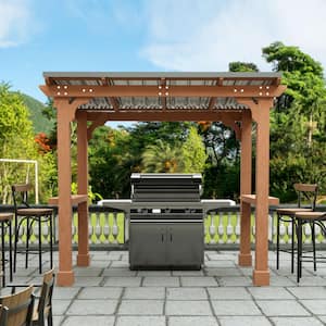 8 ft. W x 5 ft. D Wooden Grill Gazebo Outdoor with Steel Roof