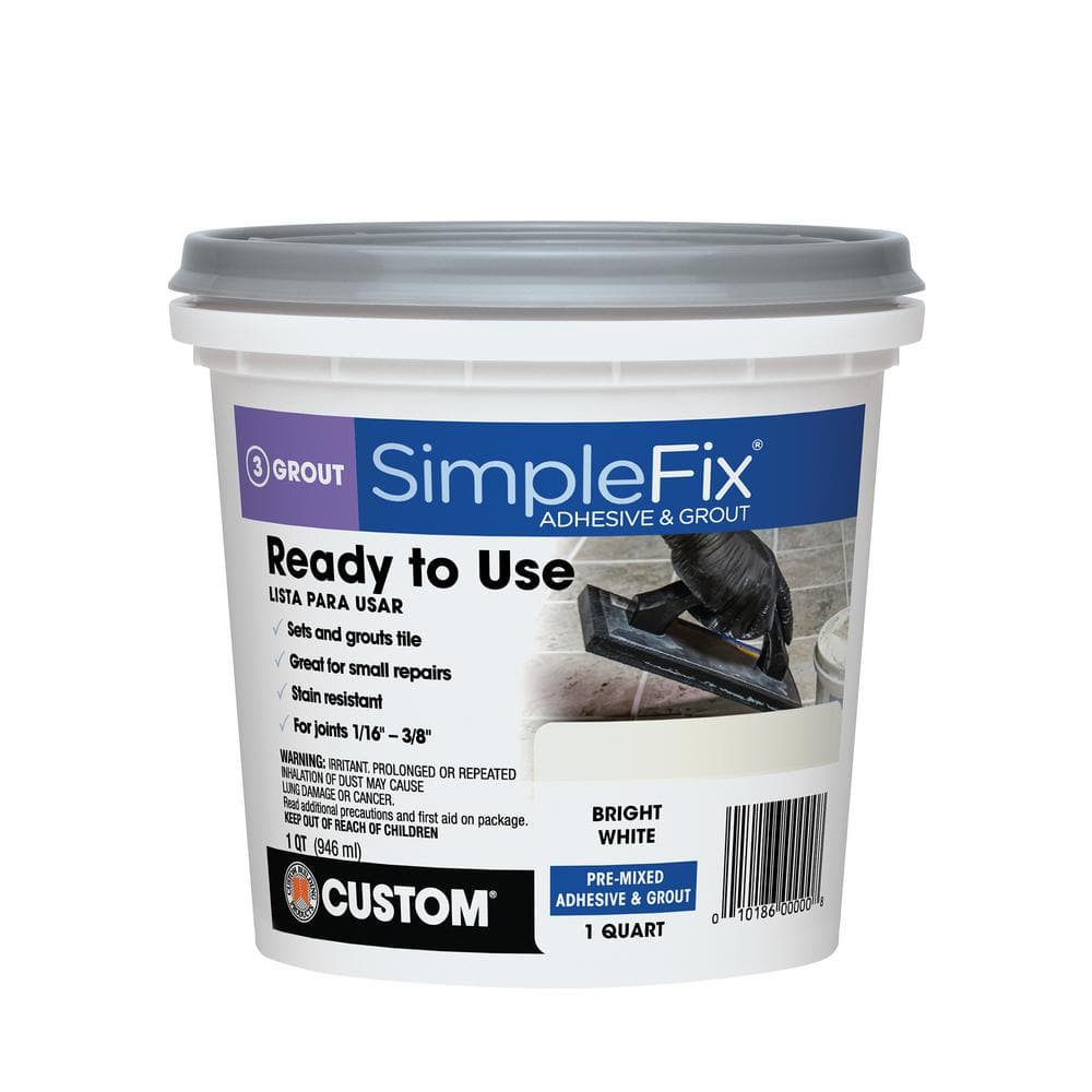 Custom Building Products SimpleFix White 1 qt. Pre-Mixed Adhesive and Grout  TAGWQT - The Home Depot