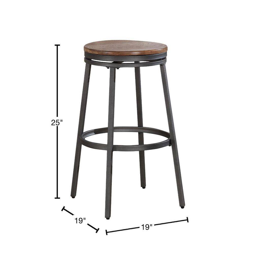 Slate Grey and Oak Industrial Swivel Counter Stool