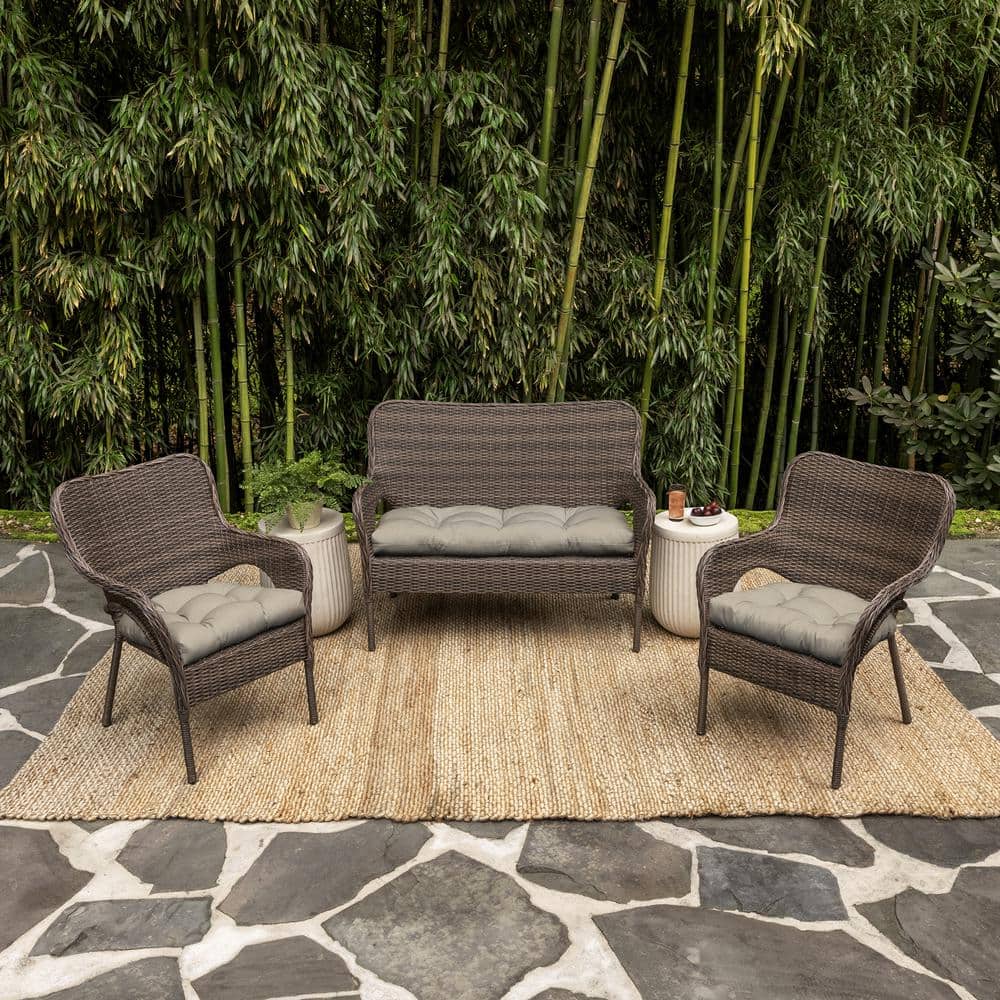 Sandbar Taupe Texture Outdoor Wicker Chair Cushions, Set of 2