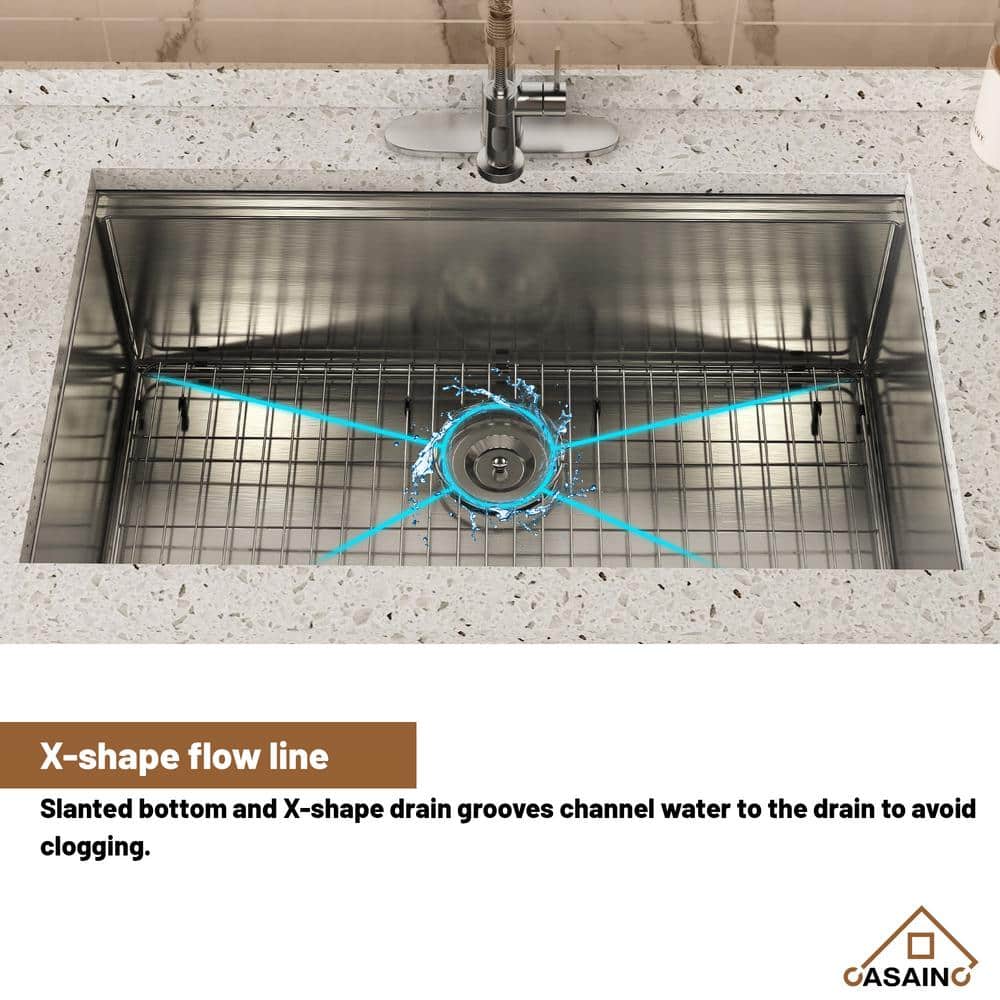 32" Brushed Stainless Steel Undermount Workstation Kitchen Sink