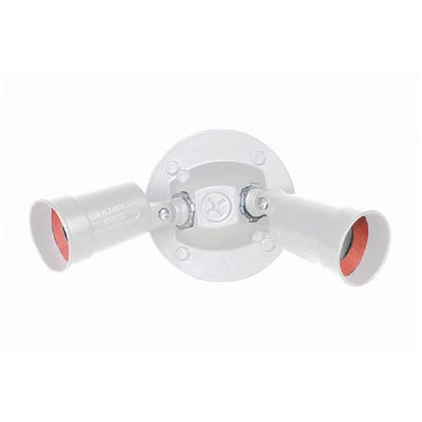 Sunlite 60-Watt 2-Light White Vandal Proof Wall Mount Outdoor Floodlight Area Light