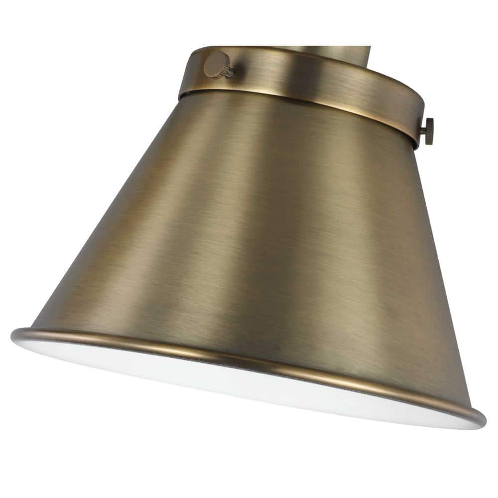 Vintage Brass Adjustable Swing Arm Wall Sconce with Metal Shade