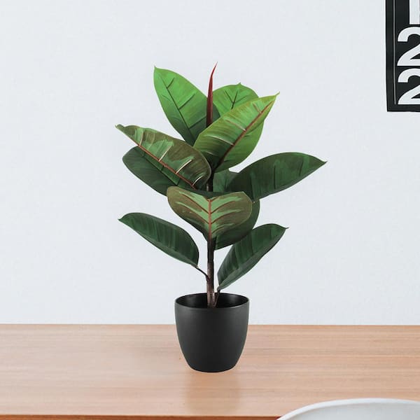 LIVING LUXURY 2 ft. Real Touch Artificial Rubber Plant Fig Tree in Pot