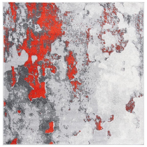 SAFAVIEH ADirondack Orange/Gray 6 ft. x 6 ft. Distressed Abstract Square Area Rug