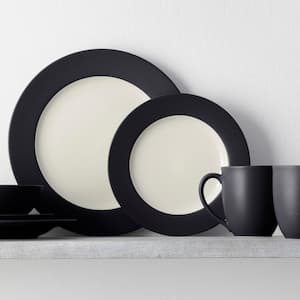 Colorwave Graphite 11 in. (Black) Stoneware Rim Dinner Plates, (Set of 4)