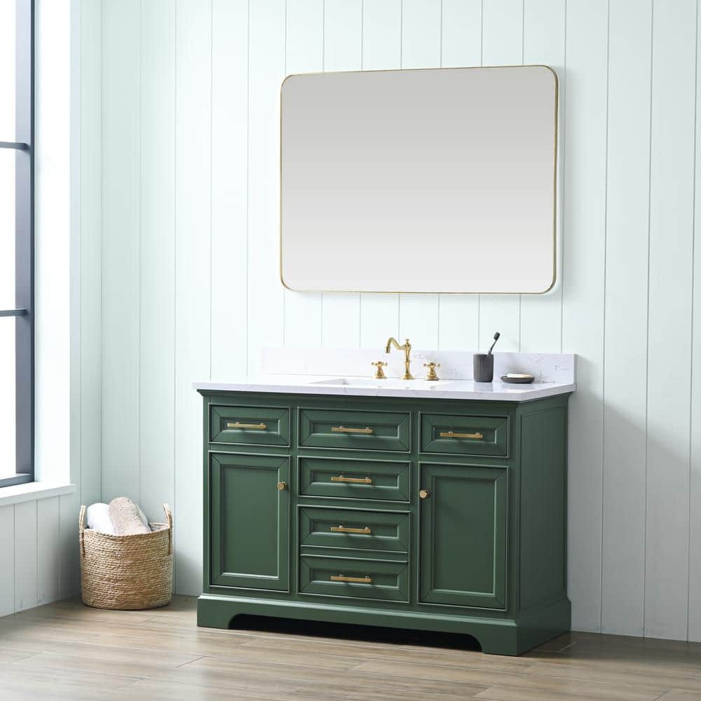 Thompson 48" Evergreen Wood Vanity with Carrara White Top