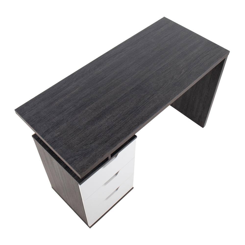 Quinn 47" Charcoal and White Wood Home Office Desk with Drawers