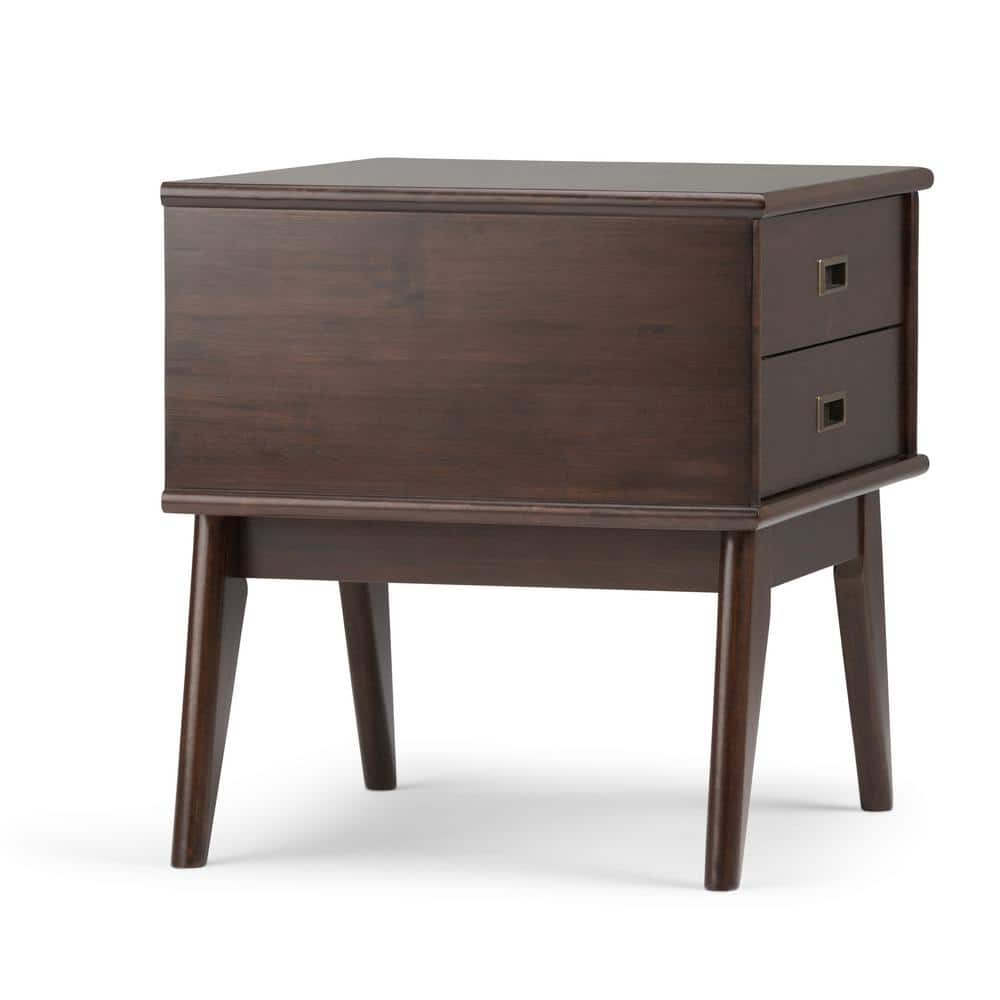 Draper Medium Auburn Brown Wood Side Table with Storage