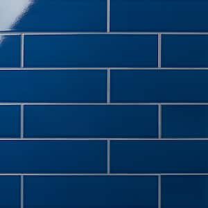 Colorwave Nautical Blue 4.43 in. x 17.62 in. Polished Crackled Ceramic Subway Wall Tile (10.35 Sq. Ft./Case)