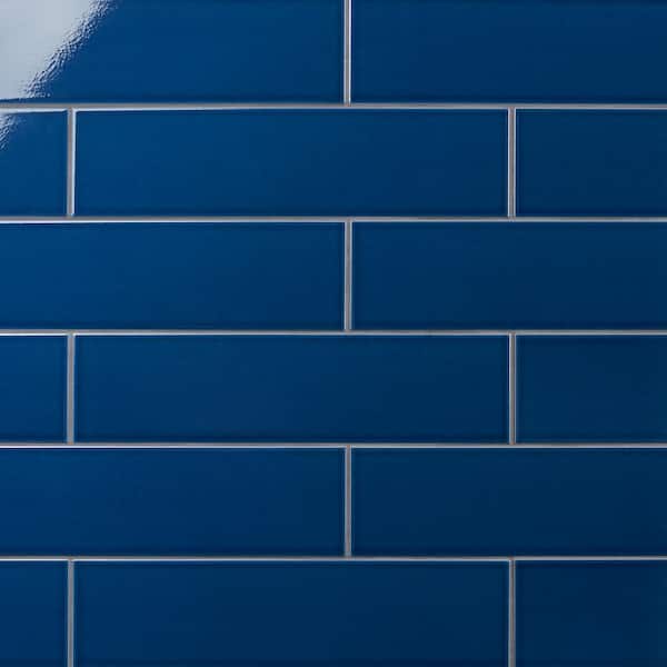 Ivy Hill Tile Colorwave Nautical Blue 4.43 in. x 17.62 in. Polished Crackled Ceramic Subway Wall Tile (10.35 Sq. Ft./Case)