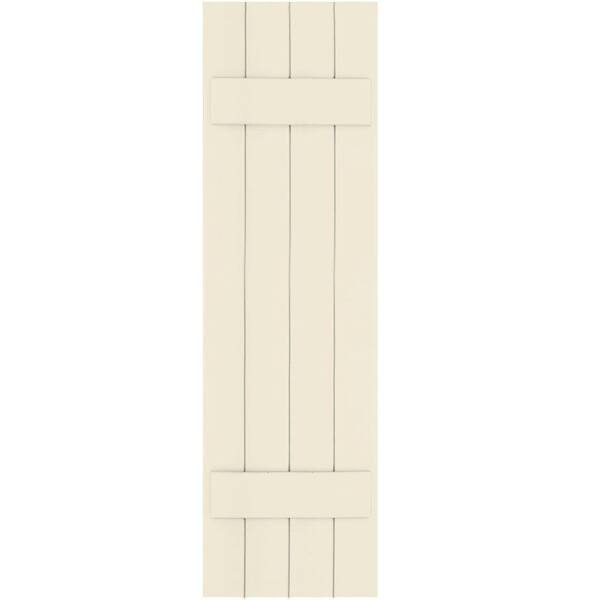 Winworks Wood Composite 15 in. x 53 in. Board & Batten Shutters Pair #651 Primed/Paintable
