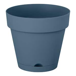 Vigoro Vivienne Small Blue Plastic Round Self-Watering Planter
