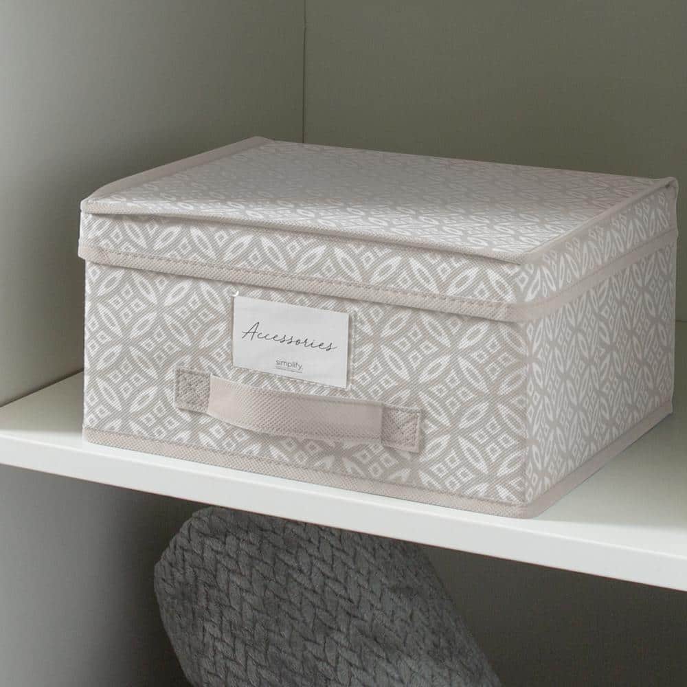 Simplify Medium Gray Boho Print Fabric Storage Box