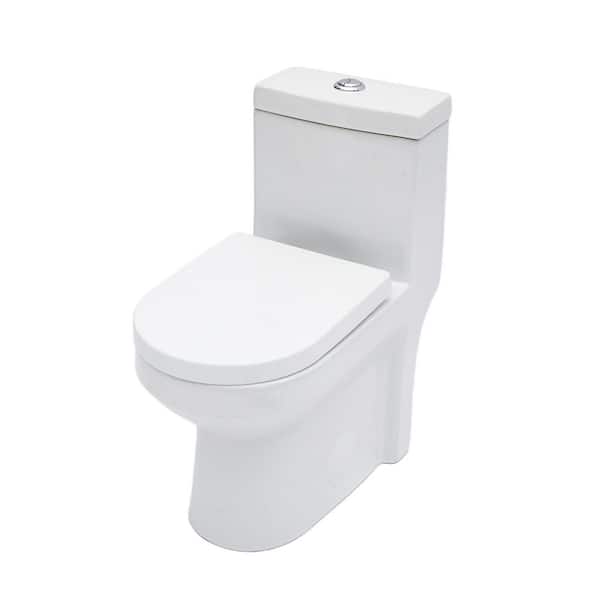 Elongated Dual Flush 1.1/1.6 GPF 12-inch Rough-In Ceramic One Piece Toilet with Soft Clsoing Seat in White